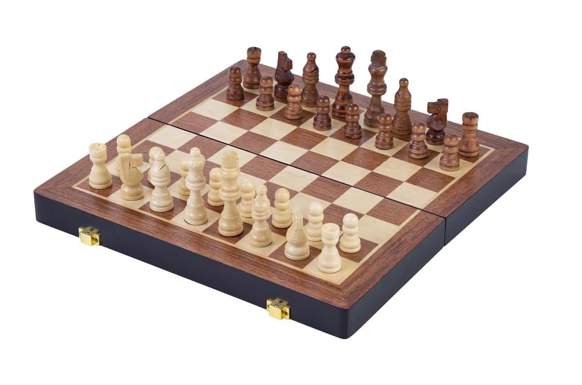 Uitleg Gepensioneerde schrijven Engelhart schaakspel hout inklapbaar 38 x 38 cm