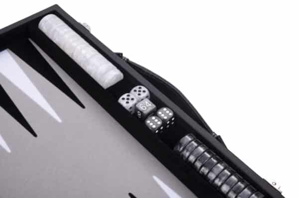 Backgammon koffer grijs zwart wit 45 x 28 cm 4