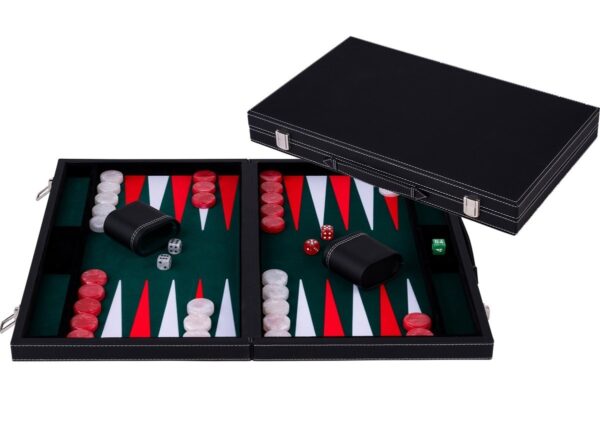 Backgammon koffer groen rood wit – 45 x 28 cm