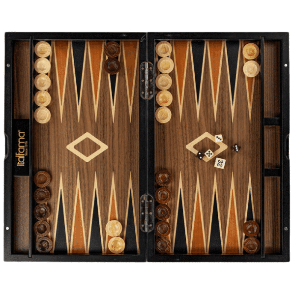 Italfama backgammon koffer lichtbruin - hout