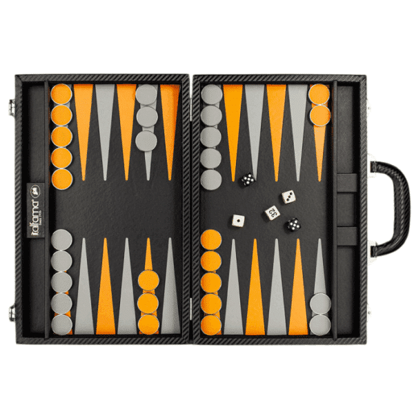 Italfama backgammon koffer zwart oranje - kunstleer