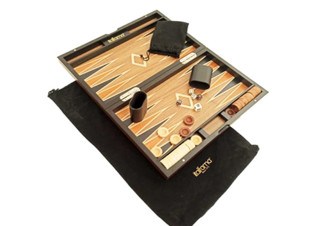 Longfield Backgammon Spel - Groot 18 Inch Bruin/Ivoor Met Accessoires
