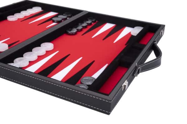 Backgammon koffer rood zwart wit - 45 x 28 cm (2)