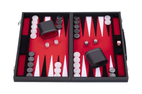 Backgammon koffer rood zwart wit - 45 x 28 cm (3)