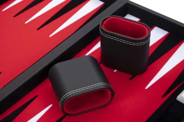 Backgammon koffer rood zwart wit - 45 x 28 cm (5)