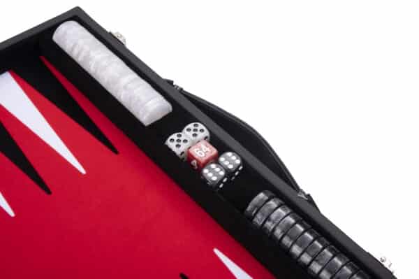 Backgammon koffer rood zwart wit - 45 x 28 cm (6)