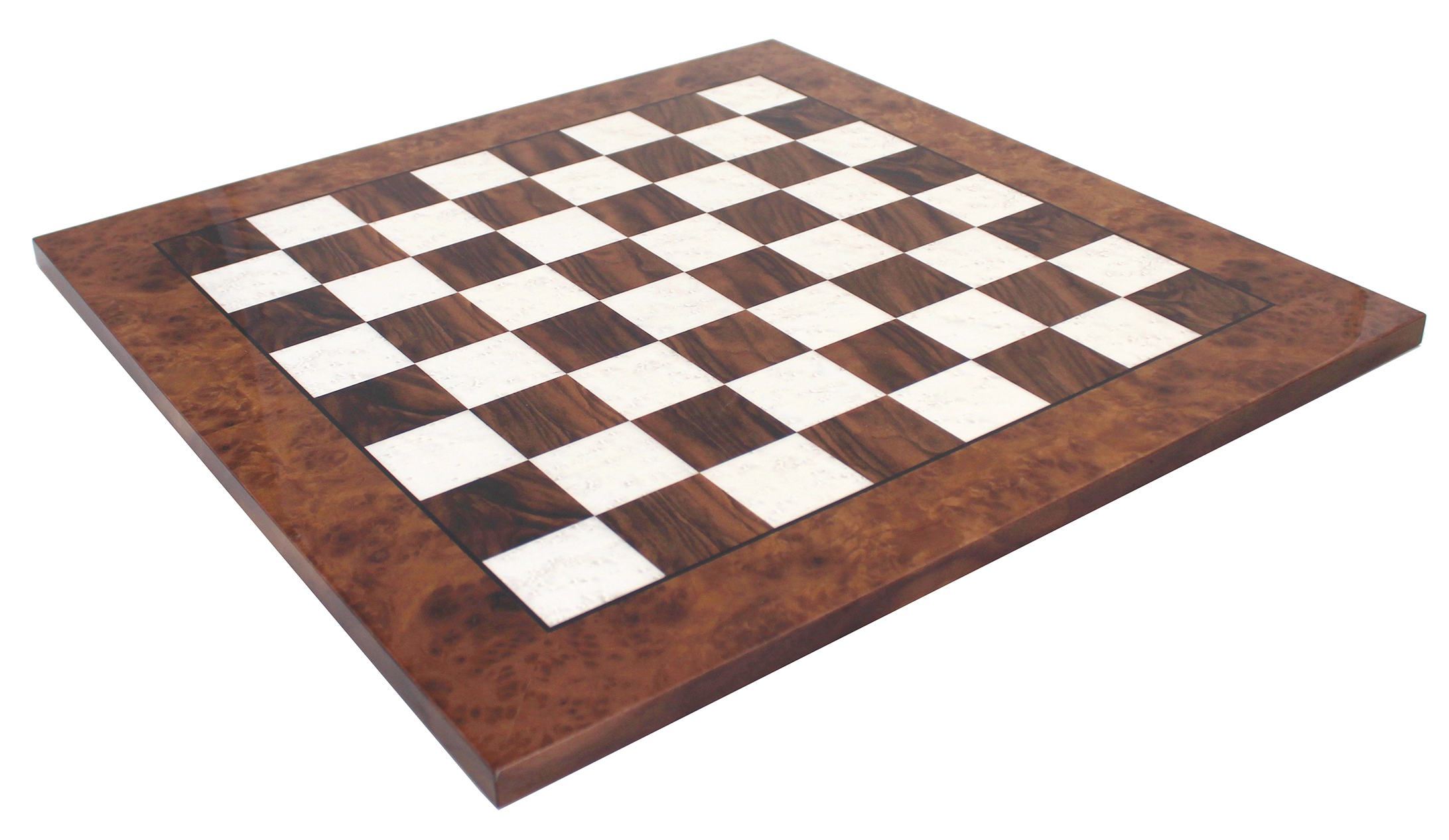 Schaakbord Briar Elm Wood Chessboard Glossy Finish