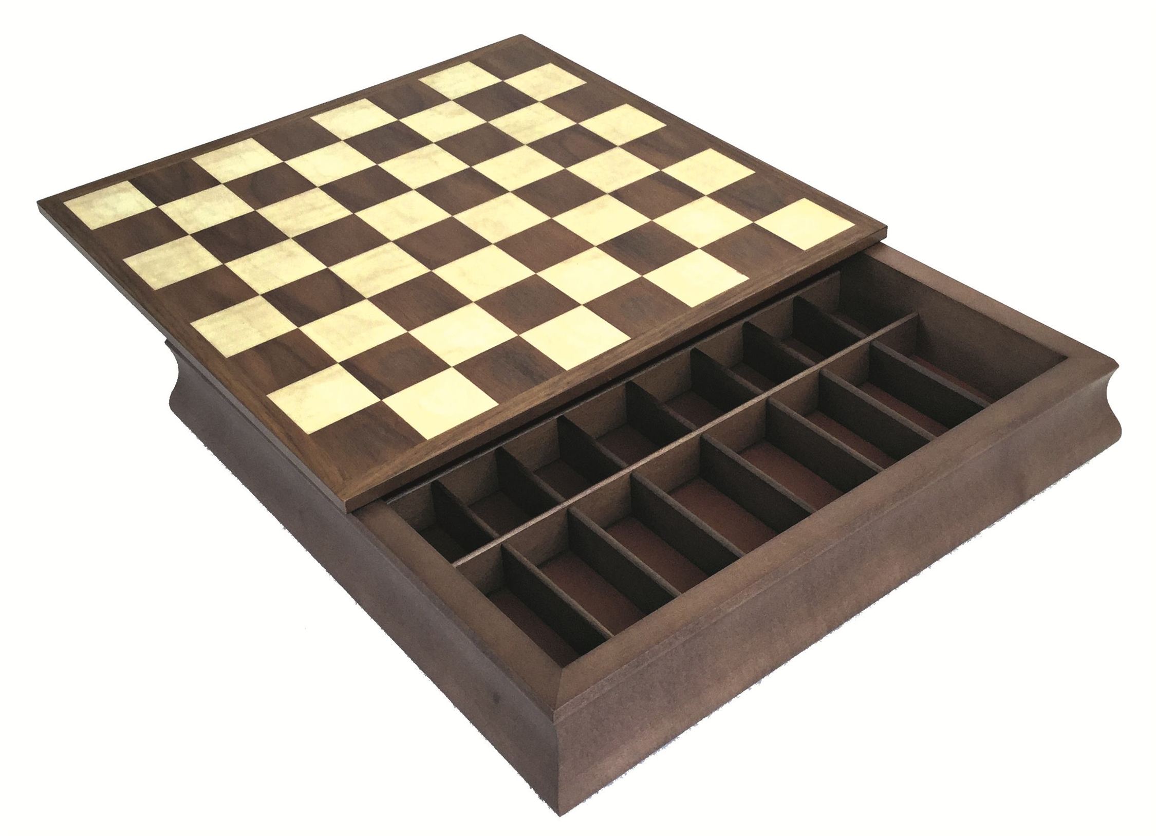 Schaakbord Walnut And Maple Wooden Chessboard Box – 36 x 36 cm