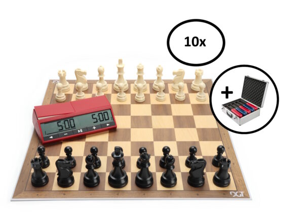 DGT clubpack (10 x schaakborden + stukken + DGT2500 + opbergkoffer)